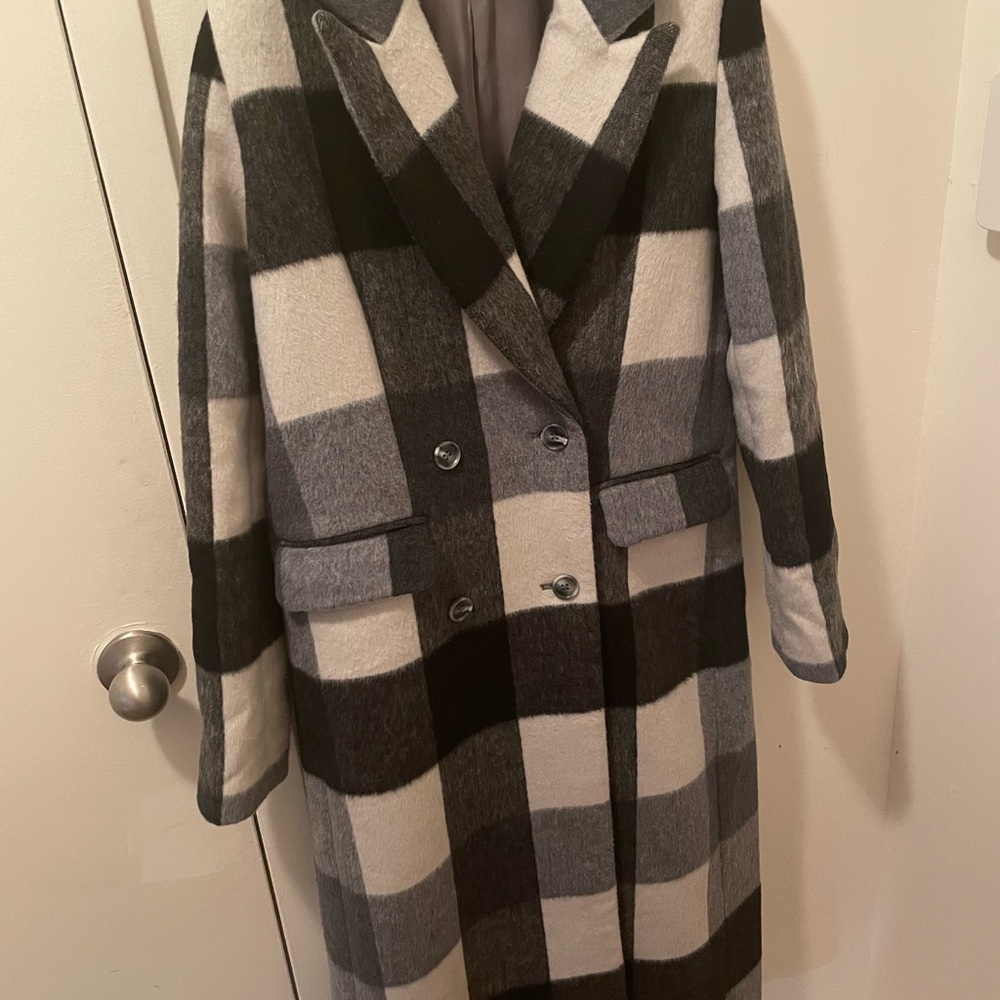Reformation York Coat in Light Grey Plaid - Picture 7 of 7